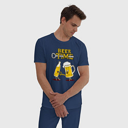 Пижама хлопковая мужская Beer time, цвет: тёмно-синий — фото 2
