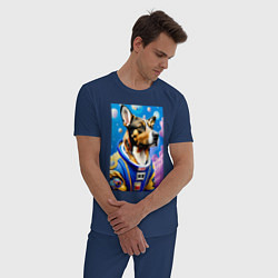 Пижама хлопковая мужская Пёс бравый космонавт, цвет: тёмно-синий — фото 2