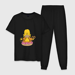 Пижама хлопковая мужская Буддизм Симпсон, цвет: черный