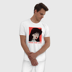 Пижама хлопковая мужская Рей Хино, цвет: белый — фото 2