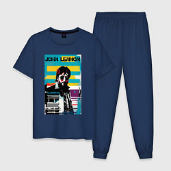 Пижама хлопковая мужская John Lennon - street art - legend, цвет: тёмно-синий