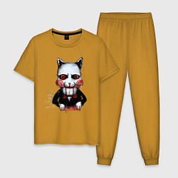 Пижама хлопковая мужская Want to play a game, цвет: горчичный