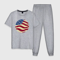 Пижама хлопковая мужская Flag USA, цвет: меланж