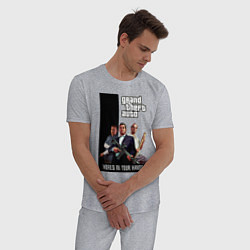 Пижама хлопковая мужская Майкл, Франклин, Тревор из GTA, цвет: меланж — фото 2