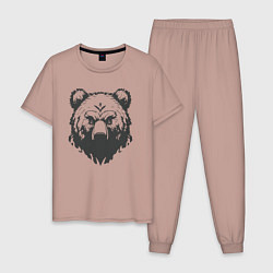 Пижама хлопковая мужская Бурый медведь, цвет: пыльно-розовый