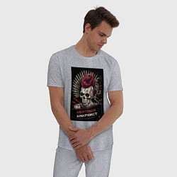 Пижама хлопковая мужская Мертвый анархист, цвет: меланж — фото 2