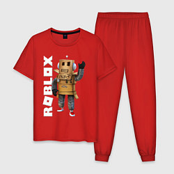 Пижама хлопковая мужская Робот из Роблокс, цвет: красный