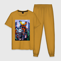 Пижама хлопковая мужская Subnautica морские чудовища, цвет: горчичный
