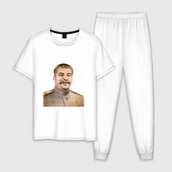 Пижама хлопковая мужская Товарищ Сталин бюст, цвет: белый
