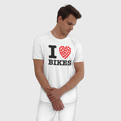 Пижама хлопковая мужская Я люблю велосипеды, цвет: белый — фото 2
