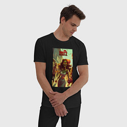 Пижама хлопковая мужская Зомби девушка, цвет: черный — фото 2