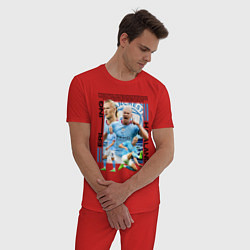 Пижама хлопковая мужская Холанд Эрлинг, цвет: красный — фото 2