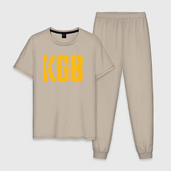Пижама хлопковая мужская KGB, цвет: миндальный