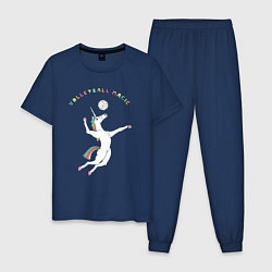 Пижама хлопковая мужская Волейбольная магия, цвет: тёмно-синий