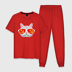 Пижама хлопковая мужская Котик СССР, цвет: красный