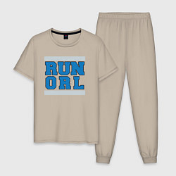 Пижама хлопковая мужская Run Orlando Magic, цвет: миндальный