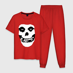Пижама хлопковая мужская Череп misfits, цвет: красный