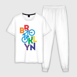Пижама хлопковая мужская Brooklyn bike, цвет: белый