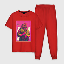 Пижама хлопковая мужская Dangerous Jacket, цвет: красный