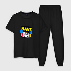 Пижама хлопковая мужская Значок болельщика Navi Brawl Stars, цвет: черный