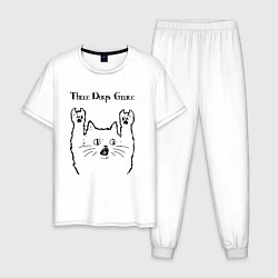 Пижама хлопковая мужская Three Days Grace - rock cat, цвет: белый