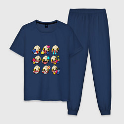 Пижама хлопковая мужская Значки на Мэйси Пины Бравл Старс Maisie, цвет: тёмно-синий