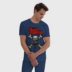 Пижама хлопковая мужская Iron Maiden bones, цвет: тёмно-синий — фото 2