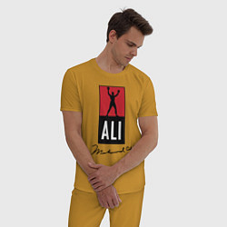 Пижама хлопковая мужская Muhammad Ali boxer, цвет: горчичный — фото 2