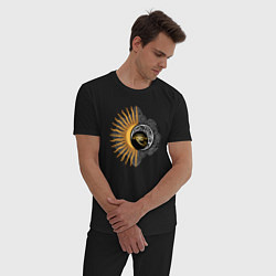Пижама хлопковая мужская С солнцем и луной, цвет: черный — фото 2