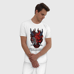 Пижама хлопковая мужская Samurai logo, цвет: белый — фото 2