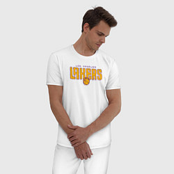 Пижама хлопковая мужская NBA Lakers, цвет: белый — фото 2