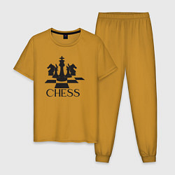 Пижама хлопковая мужская Chess play, цвет: горчичный