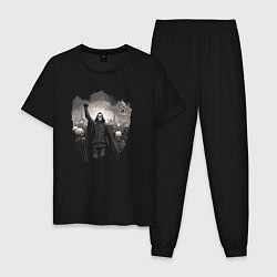 Пижама хлопковая мужская Мертвый анархист и орда, цвет: черный