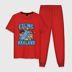 Пижама хлопковая мужская Эрлинг Холанд Манчестер Сити 9, цвет: красный