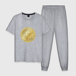 Пижама хлопковая мужская Криптовалюта биткоин, цвет: меланж
