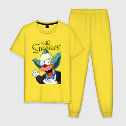 Пижама хлопковая мужская Krusty the clown, цвет: желтый