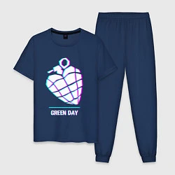 Пижама хлопковая мужская Green Day glitch rock, цвет: тёмно-синий
