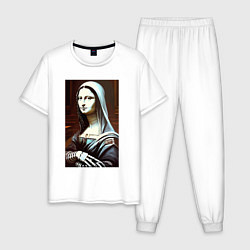 Пижама хлопковая мужская Mona Lisa from Elm street - horror, цвет: белый