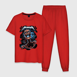 Пижама хлопковая мужская Metall skeleton, цвет: красный