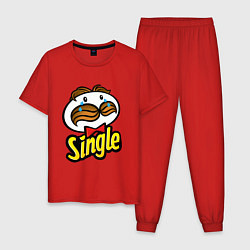 Пижама хлопковая мужская Single, цвет: красный