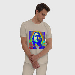 Пижама хлопковая мужская Kurt Cobain Glitch Art, цвет: миндальный — фото 2