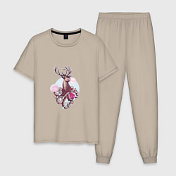 Пижама хлопковая мужская Октолень, цвет: миндальный