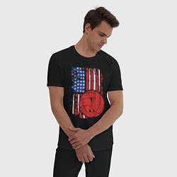 Пижама хлопковая мужская Volleyball USA, цвет: черный — фото 2