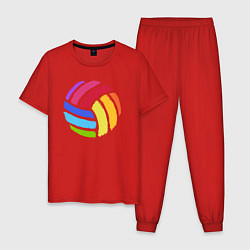 Пижама хлопковая мужская Rainbow volleyball, цвет: красный