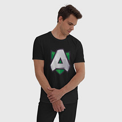 Пижама хлопковая мужская Альянс logo, цвет: черный — фото 2