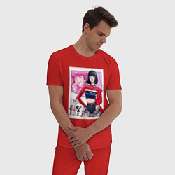 Пижама хлопковая мужская Blackpink Lisa, цвет: красный — фото 2