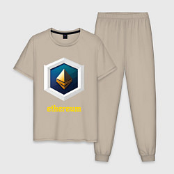 Пижама хлопковая мужская Логотип Ethereum, цвет: миндальный
