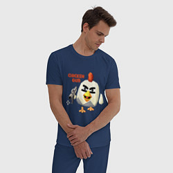 Пижама хлопковая мужская Chicken Gun злой, цвет: тёмно-синий — фото 2