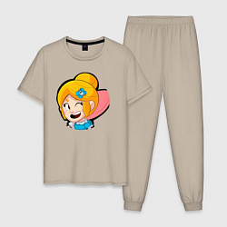Пижама хлопковая мужская Пайпер, цвет: миндальный