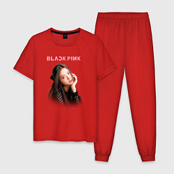Пижама хлопковая мужская Джису блэкпинк, цвет: красный